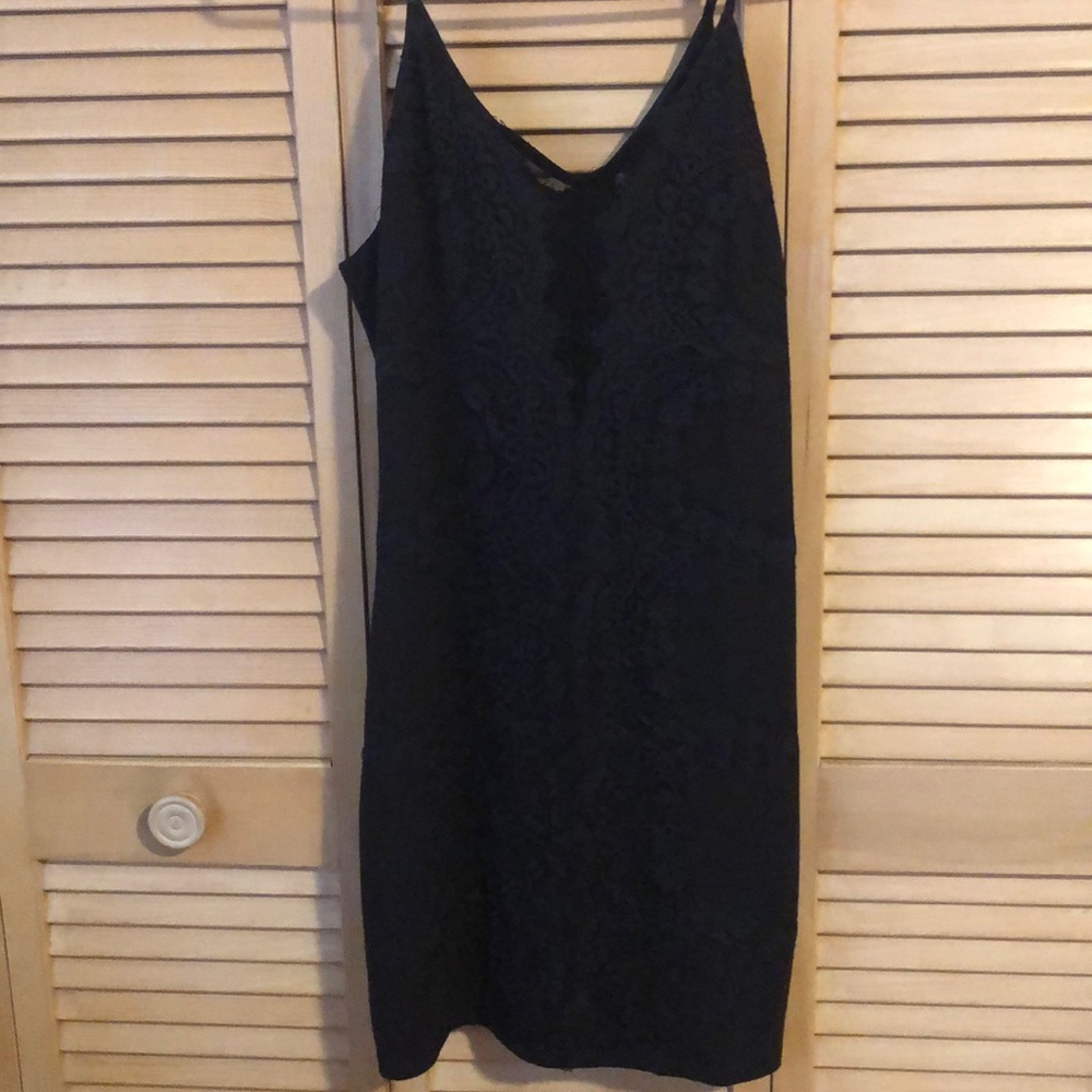 Black bodycon dress with lace detail